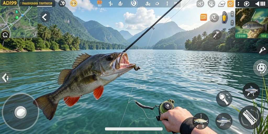 Gameplay ADI99 yang menampilkan suasana memancing yang seru dan menenangkan.
