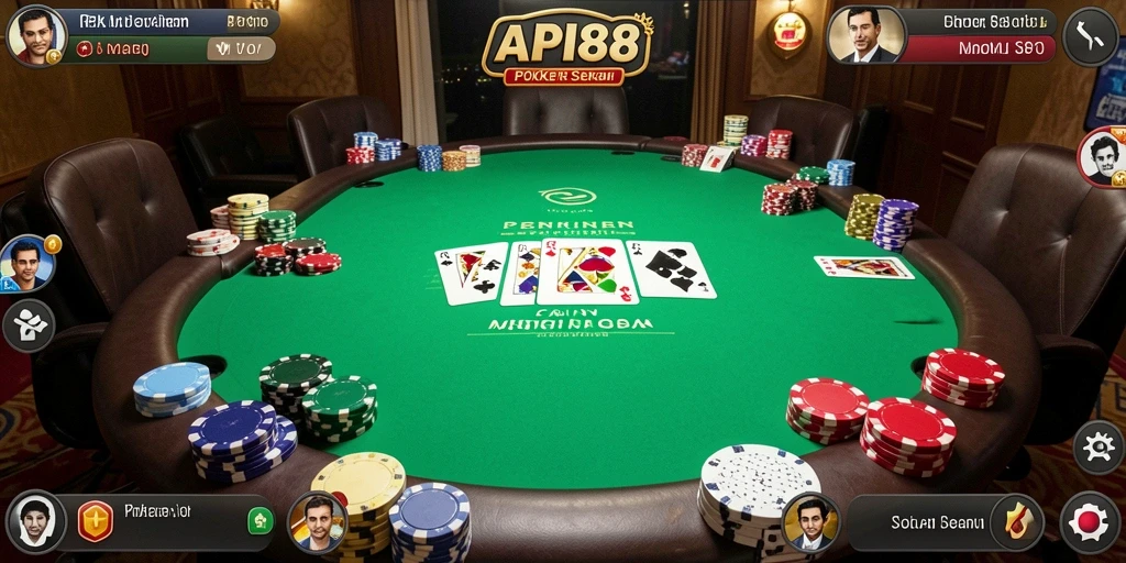 Tampilan gameplay seru dan mendebarkan dalam permainan Poker API88.