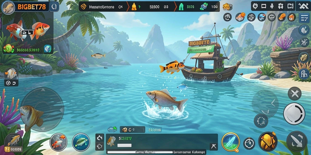 Tampilan gameplay BIGBET78 dengan aksi memancing yang menegangkan.
