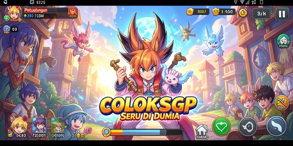 Screenshot dari gameplay yang menampilkan aksi karakter anime.