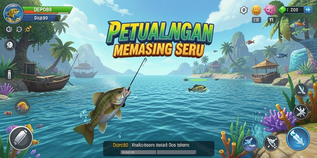 Tampilan gameplay DEPO89 dengan suasana memancing yang menenangkan.