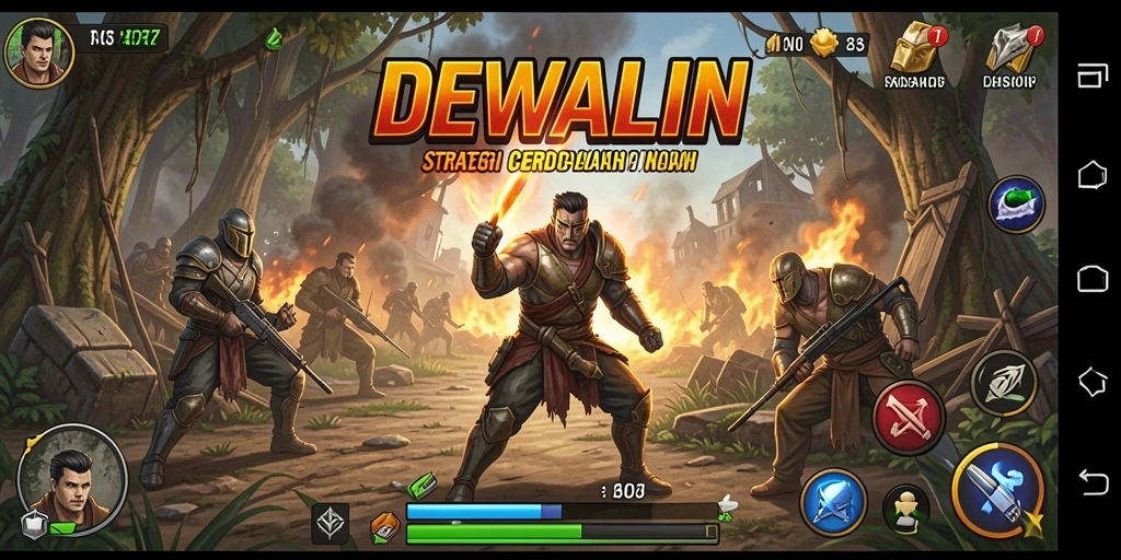 Tangkapan layar DEWALIN menampilkan pertempuran strategi yang intens dan mendebarkan.