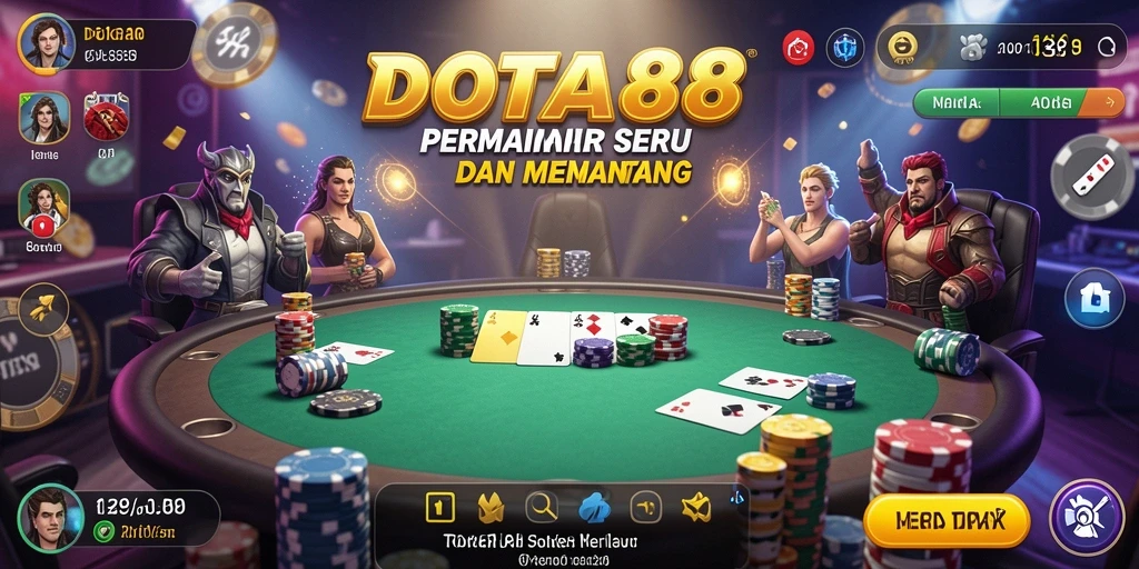 Tampilan menarik gameplay Poker di DOTA88.