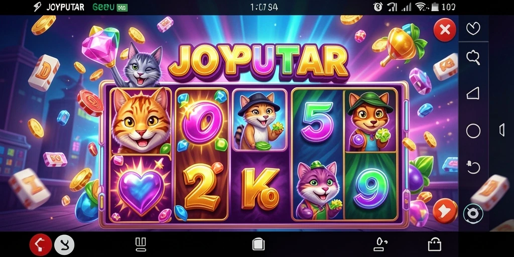 Tampilan gameplay JOYPUTAR yang penuh warna dan menarik.