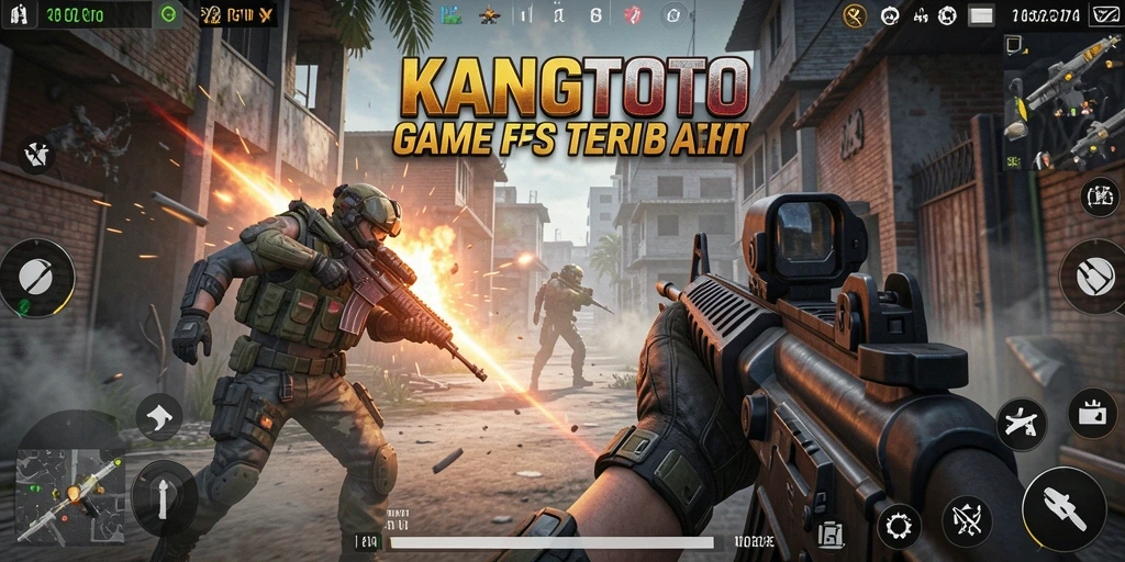 Screenshot gameplay KANGTOTO menunjukkan aksi tembak-menembak yang intens dan menegangkan.