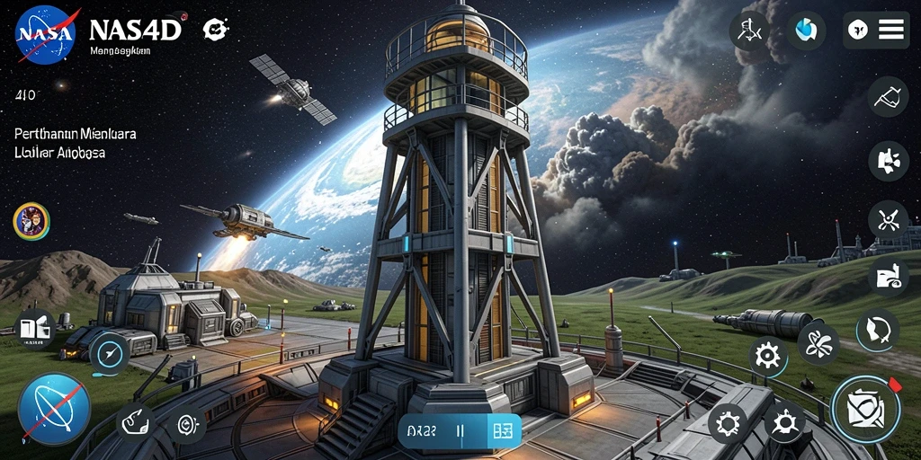 Tampilan epik gameplay NASA4D dalam pertahanan menara luar angkasa.