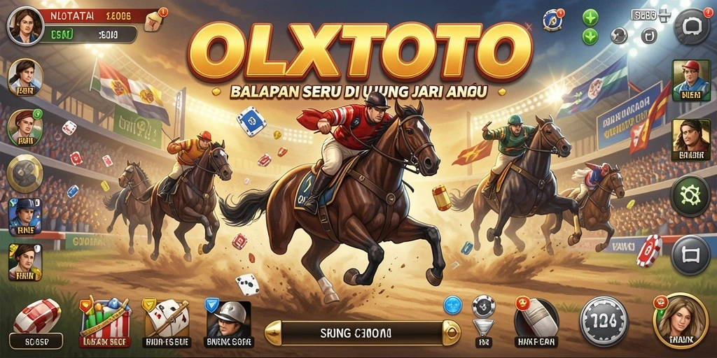 Screenshot gameplay OLXTOTO dengan aksi balapan seru dan kendaraan kustom.
