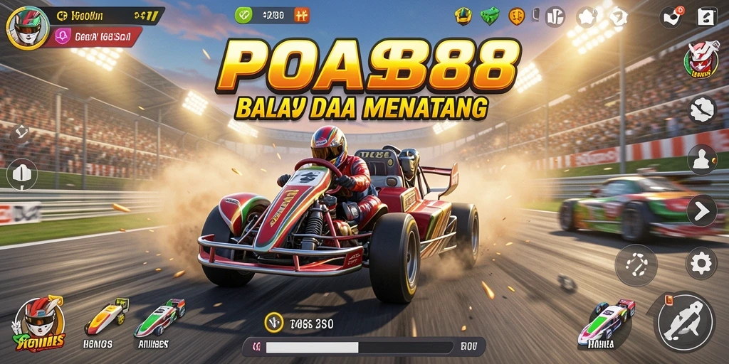 Tampilan gameplay seru dalam POA88 dengan aksi balap yang mendebarkan.