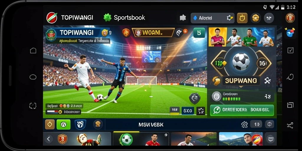 Screenshot utama TOPIWANGI yang menunjukkan antarmuka taruhan olahraga.